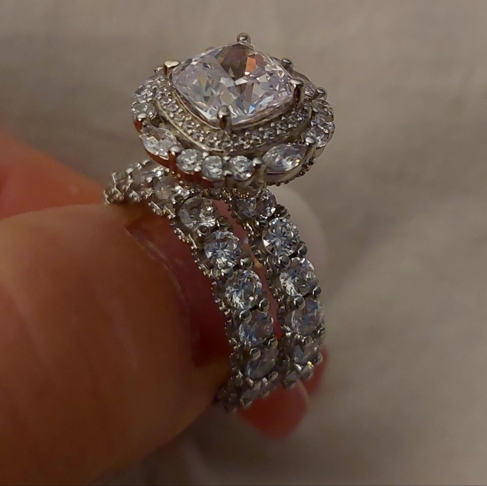 Jzora 4 CT Center Stone Wedding Bridal Ring Set Size 6
